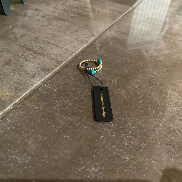 SOLD !!!!!! BRAND NEW 14K YELLOW GOLD RING GENUINE STONE TURQUOISE, RESIZABLE - Picture 3 of 5